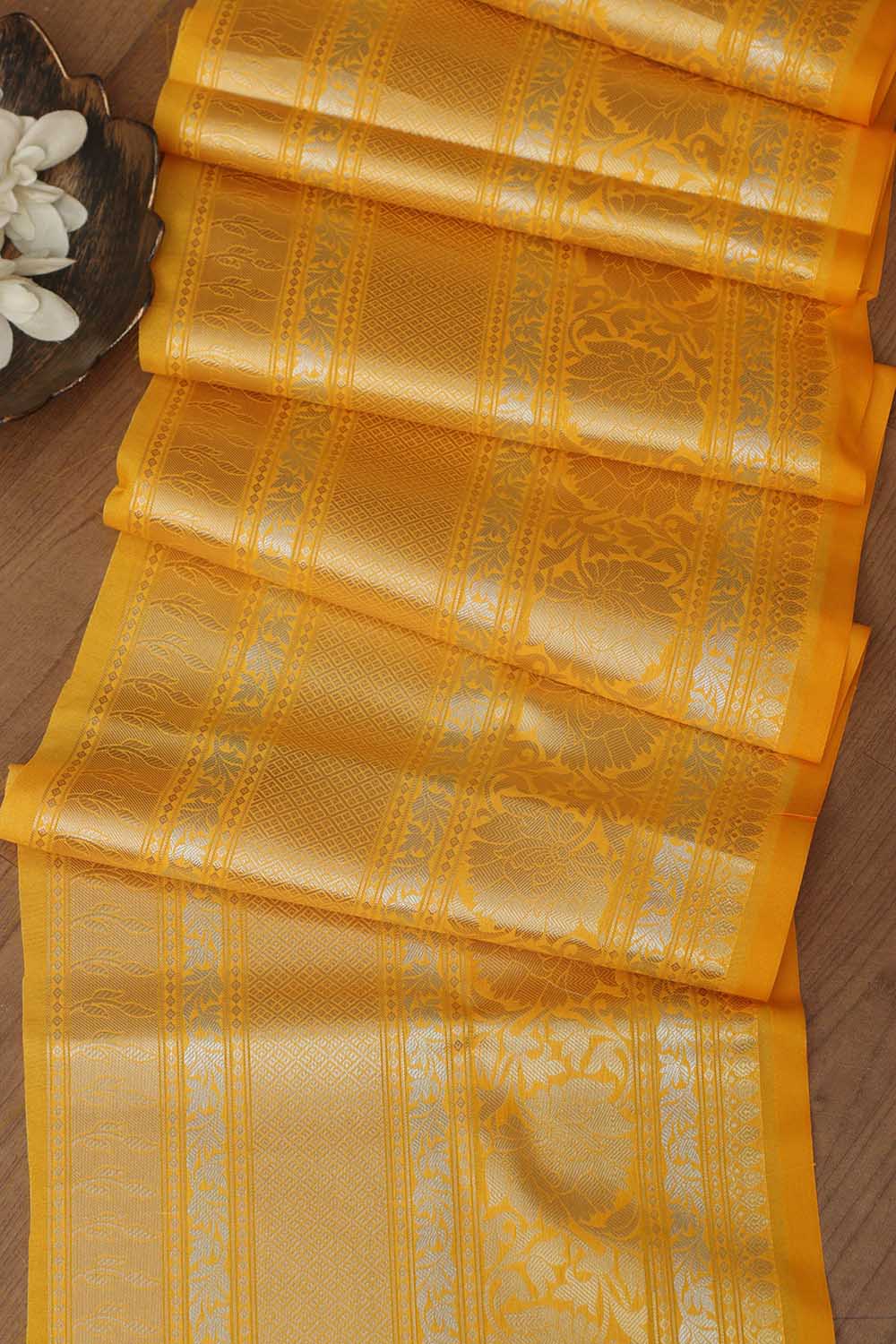 Yellow Banarasi Silk Lace - 1 Mtr: Elegant and Stylish - Luxurion World