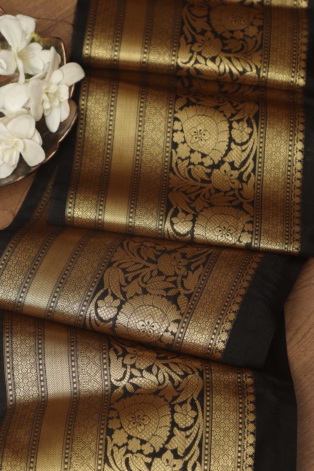 Exquisite Black Banarasi Silk Lace - 1 Mtr - Luxurion World