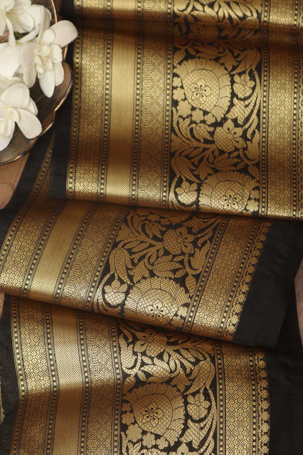 Exquisite Black Banarasi Silk Lace - 1 Mtr - Luxurion World