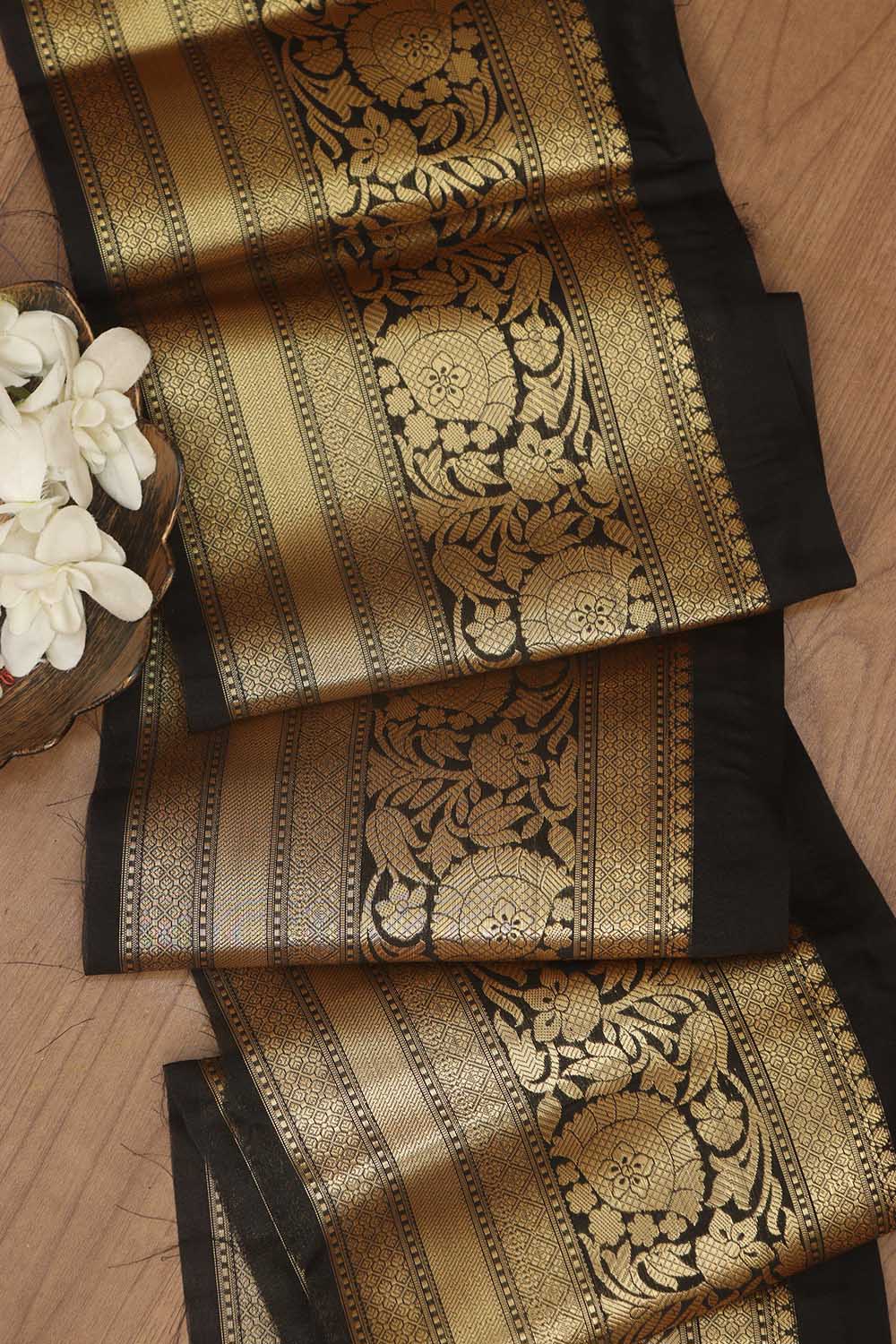 Exquisite Black Banarasi Silk Lace - 1 Mtr - Luxurion World