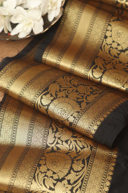 Exquisite Black Banarasi Silk Lace - 1 Mtr - Luxurion World