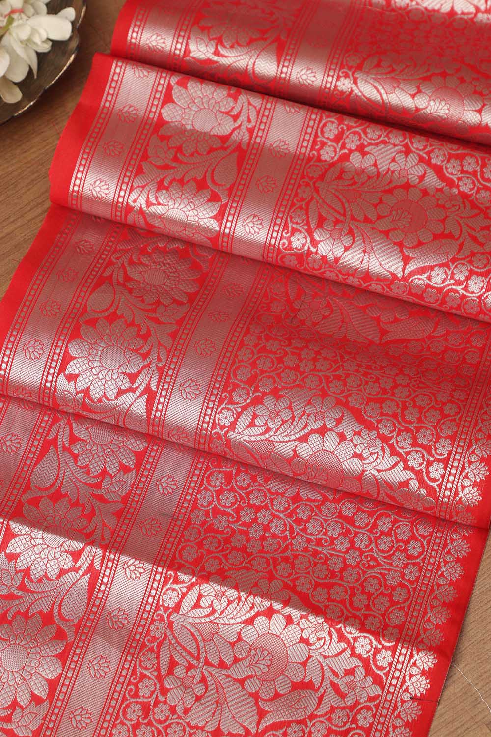 Red Banarasi Silk Lace: Elegant and Stylish - Luxurion World