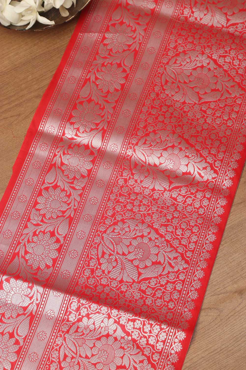 Red Banarasi Silk Lace: Elegant and Stylish - Luxurion World