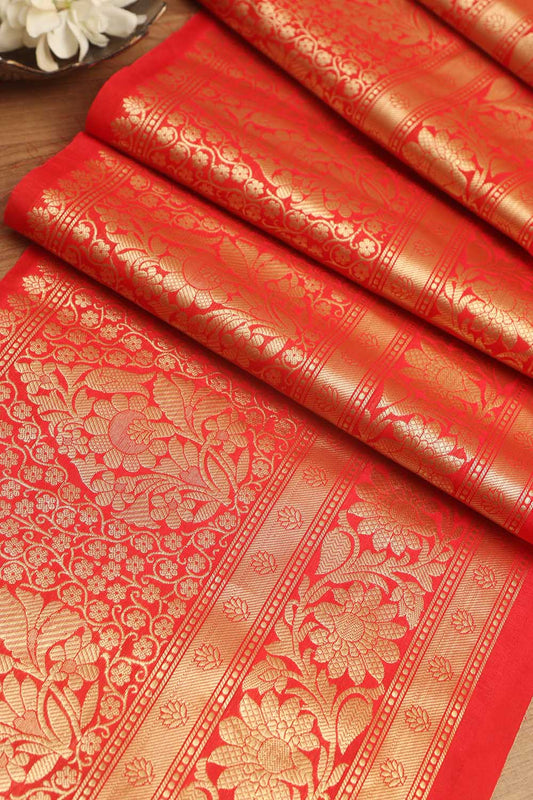 Red Banarasi Silk Lace - 1 Mtr: Elegant & Stylish - Luxurion World