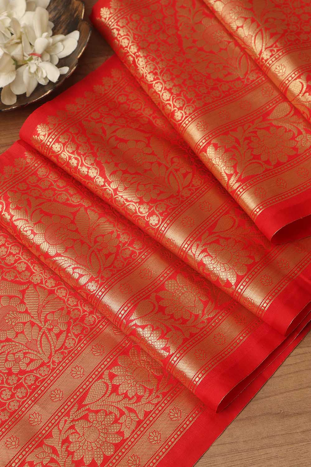 Red Banarasi Silk Lace - 1 Mtr: Elegant & Stylish - Luxurion World