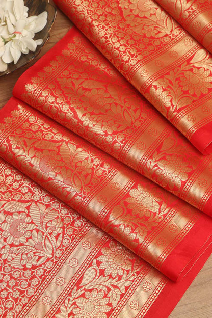 Red Banarasi Silk Lace - 1 Mtr: Elegant & Stylish - Luxurion World