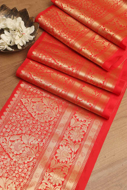 Red Banarasi Silk Lace - 1 Mtr: Elegant & Stylish - Luxurion World