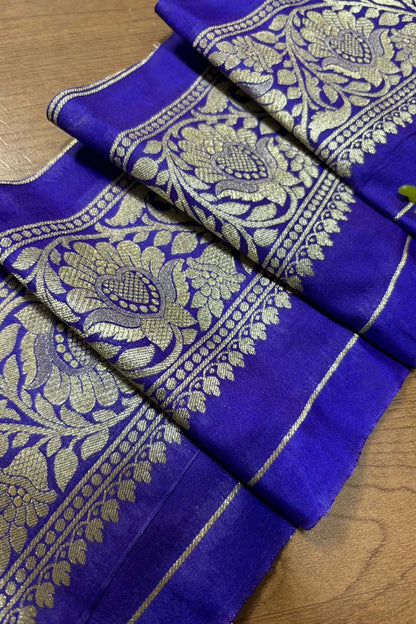 Exquisite Blue Banarasi Silk Lace ( 1 Mtr ) - Luxurion World