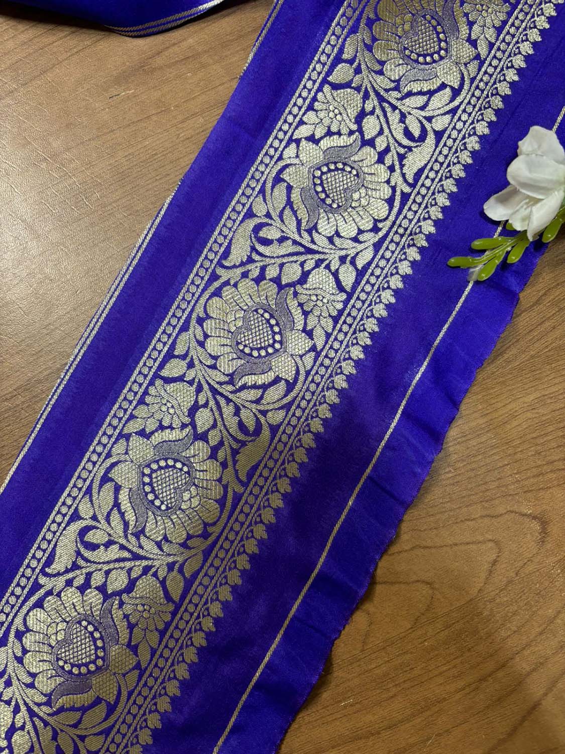 Exquisite Blue Banarasi Silk Lace ( 1 Mtr ) - Luxurion World