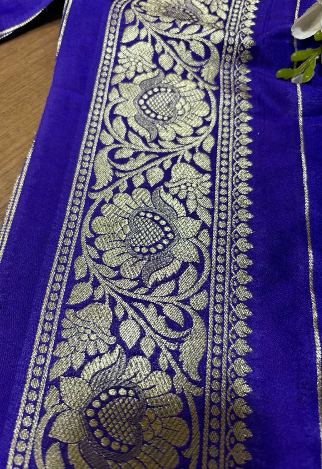 Exquisite Blue Banarasi Silk Lace ( 1 Mtr ) - Luxurion World