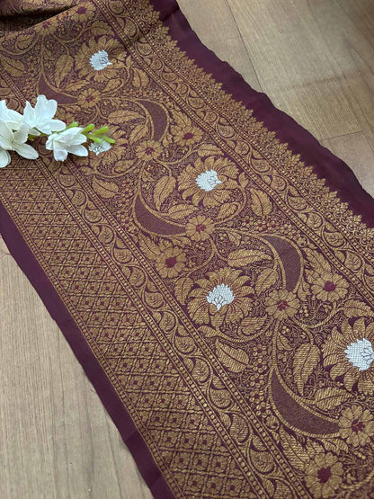 Elegant Brown Banarasi Silk Lace ( 1 Mtr ) - Luxurion World