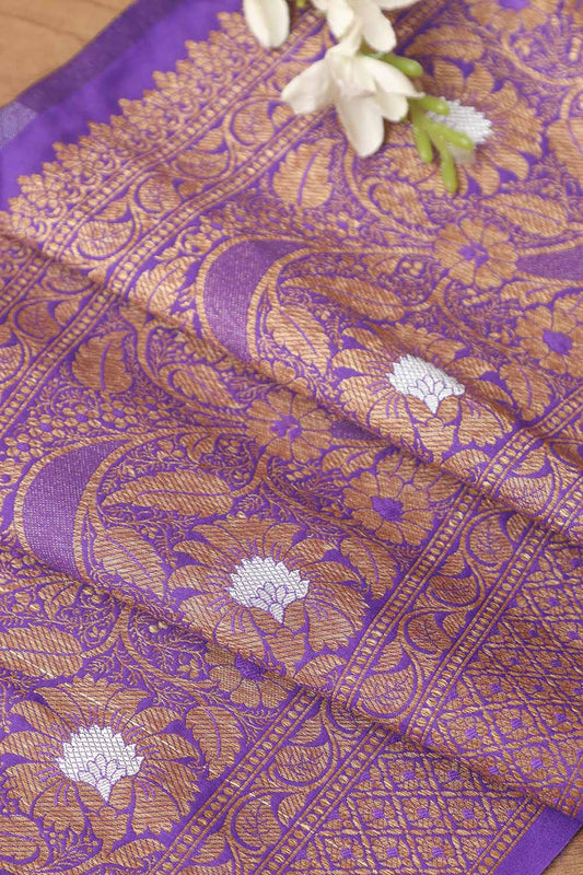 Beautiful Purple Banarasi Silk Lace ( 1 Mtr ) - Luxurion World