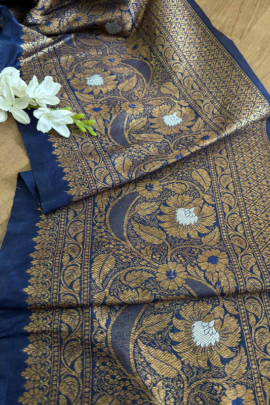 Elegant Blue Banarasi Silk Lace ( 1 Mtr ) - Luxurion World