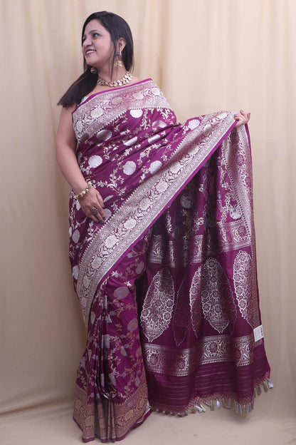 Regal Purple Banarasi Silk Saree - Timeless Elegance - Luxurion World