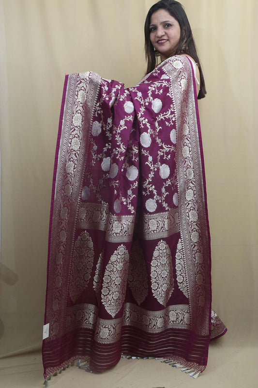 Regal Purple Banarasi Silk Saree - Timeless Elegance - Luxurion World