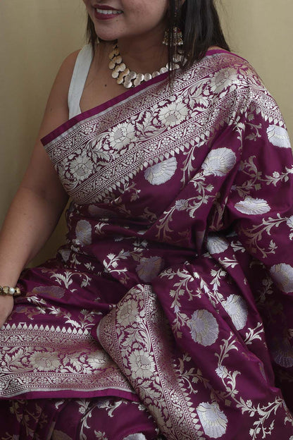 Regal Purple Banarasi Silk Saree - Timeless Elegance - Luxurion World