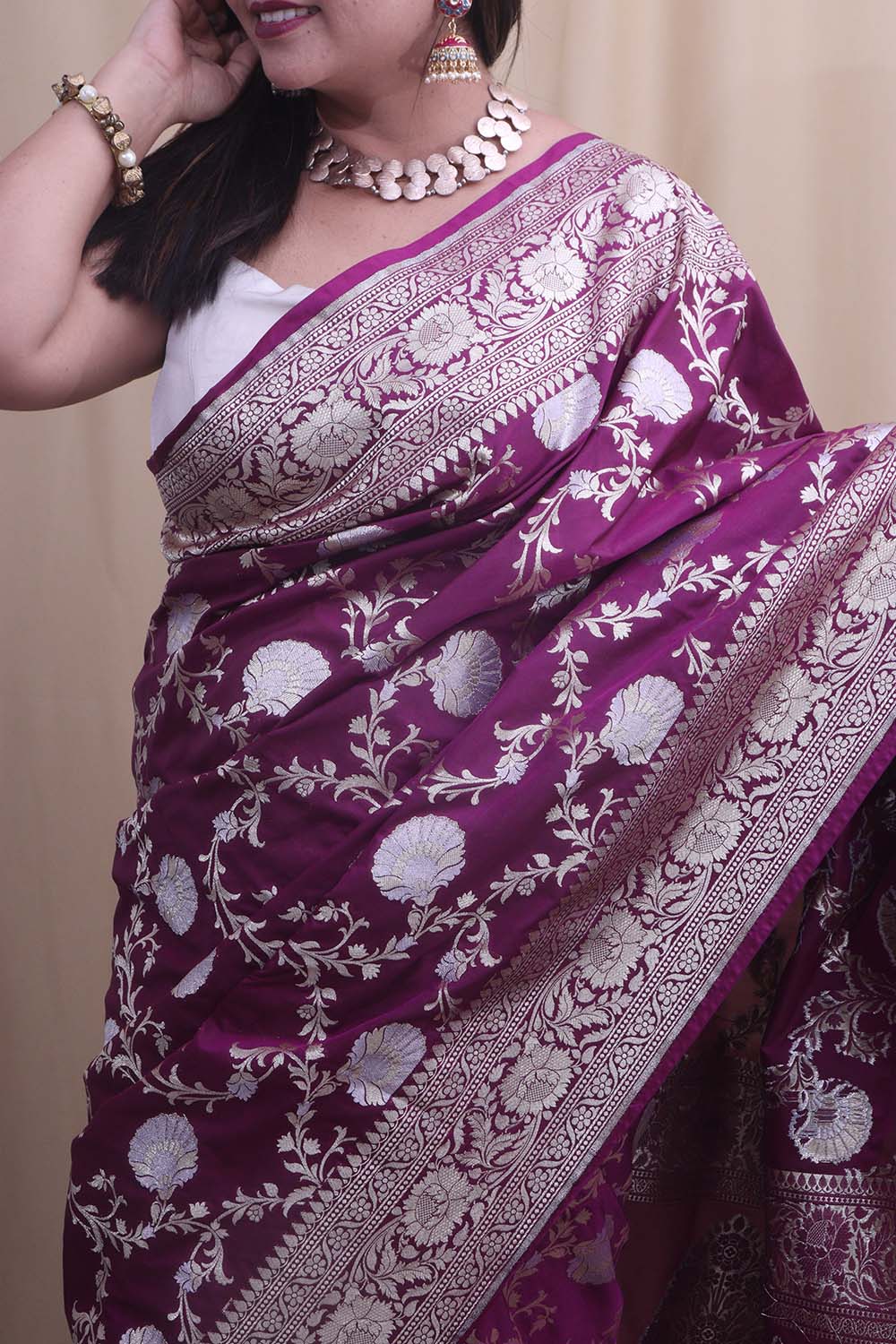 Regal Purple Banarasi Silk Saree - Timeless Elegance - Luxurion World