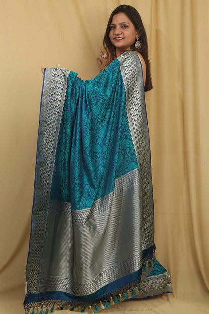 Royal Blue Banarasi Silk Saree - Elegant and Timeless - Luxurion World