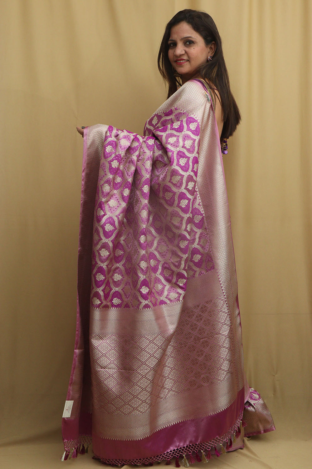 Elegant Purple Banarasi Silk Saree - Perfect for Any Occasion - Luxurion World