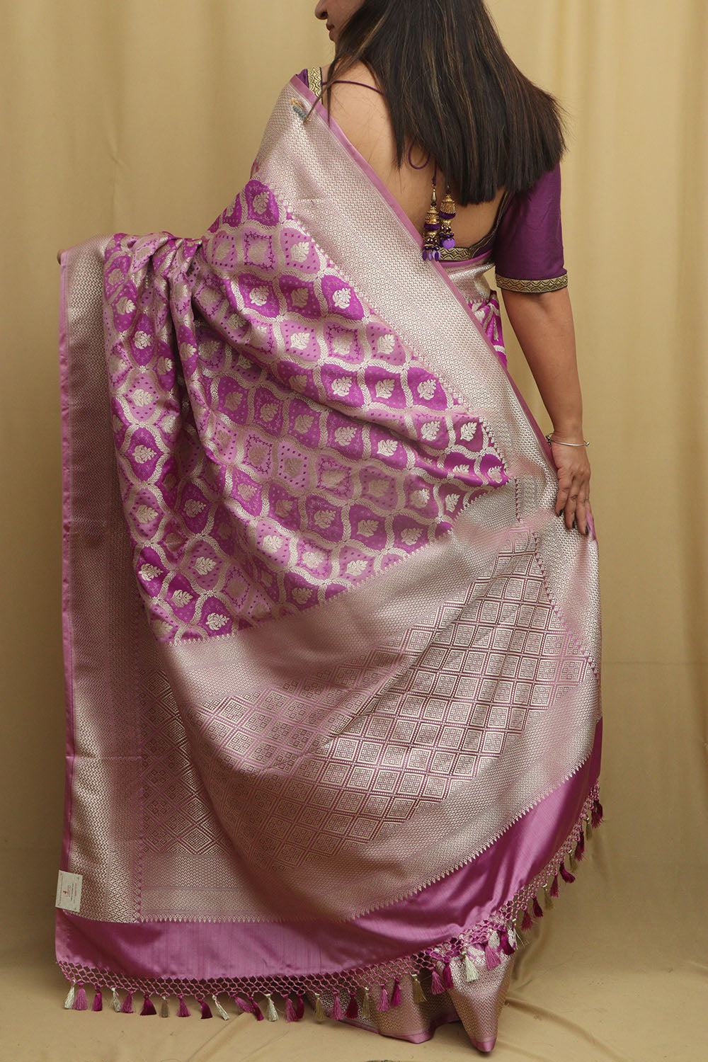 Elegant Purple Banarasi Silk Saree - Perfect for Any Occasion - Luxurion World