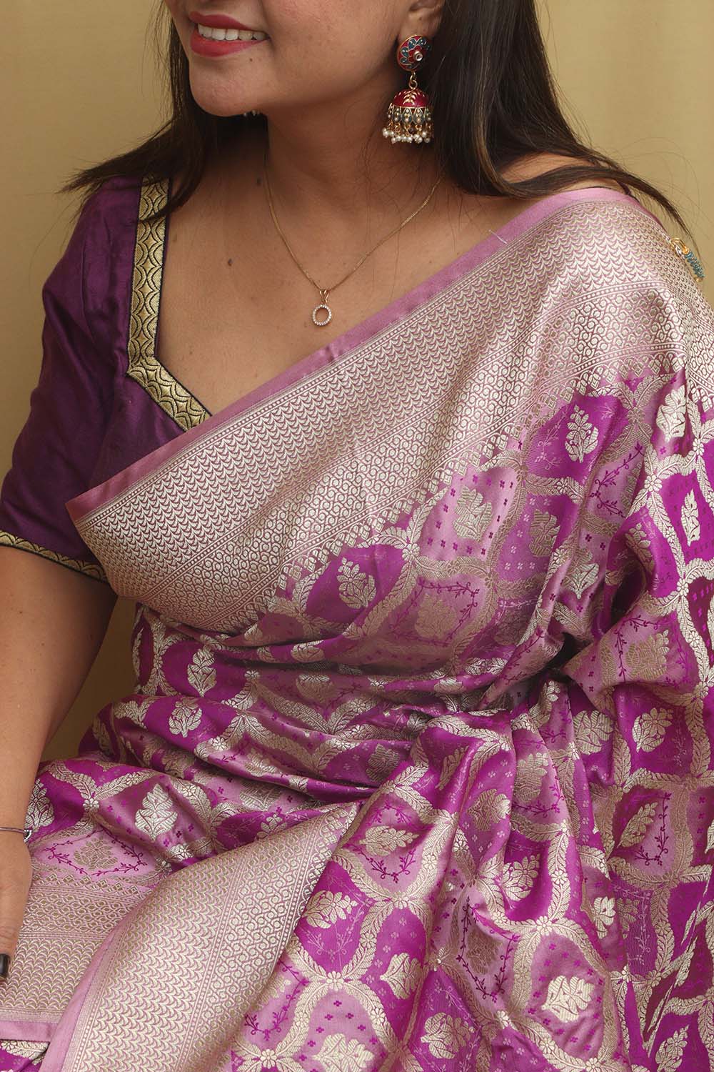 Elegant Purple Banarasi Silk Saree - Perfect for Any Occasion - Luxurion World