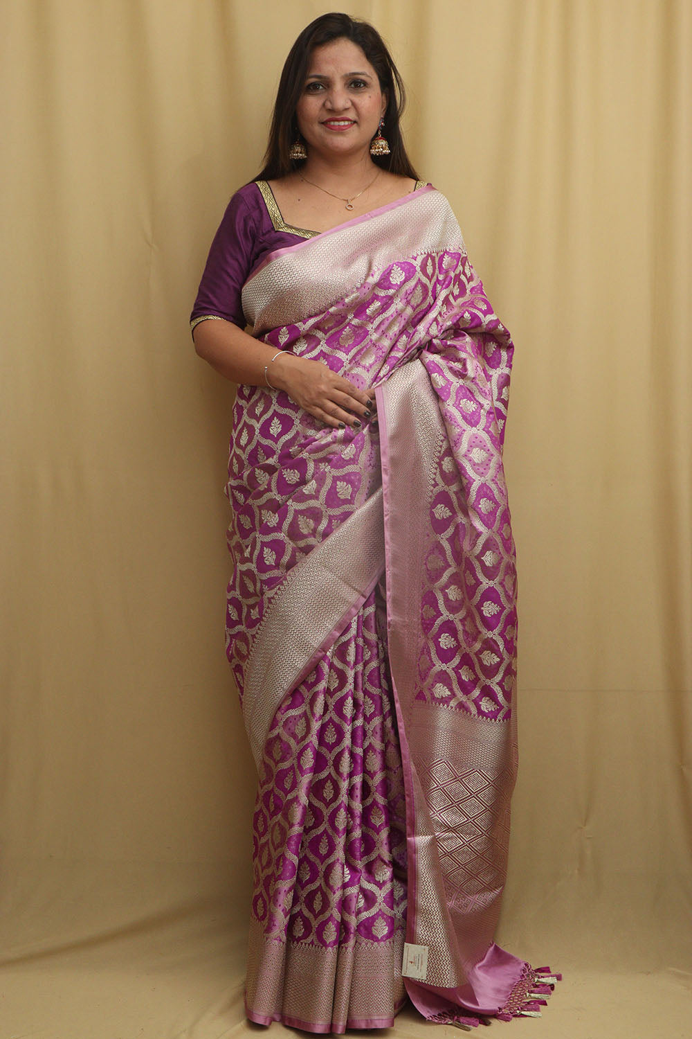 Elegant Purple Banarasi Silk Saree - Perfect for Any Occasion - Luxurion World