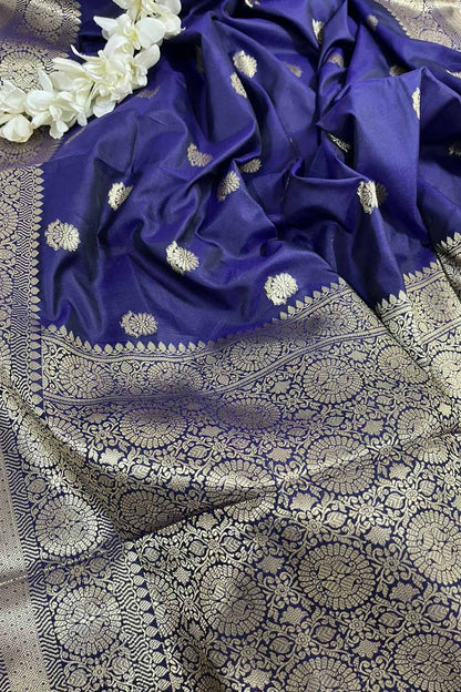 Blue Banarasi Silk Saree - Elegant and Timeless - Luxurion World