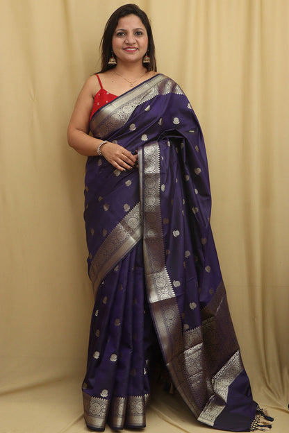 Blue Banarasi Silk Saree - Elegant and Timeless - Luxurion World