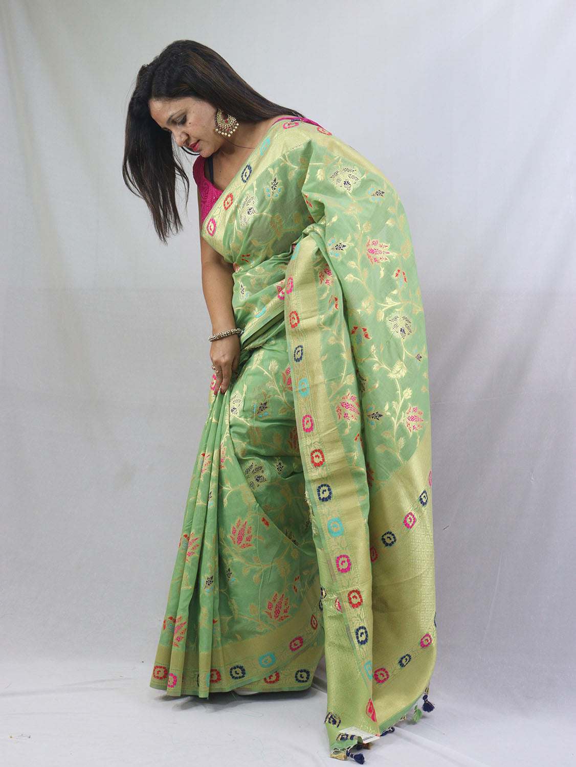 Pink Brocade Meenakari Katan Silk Handloom Banarasi Saree | Banarasi sarees,  Brocade saree, Saree
