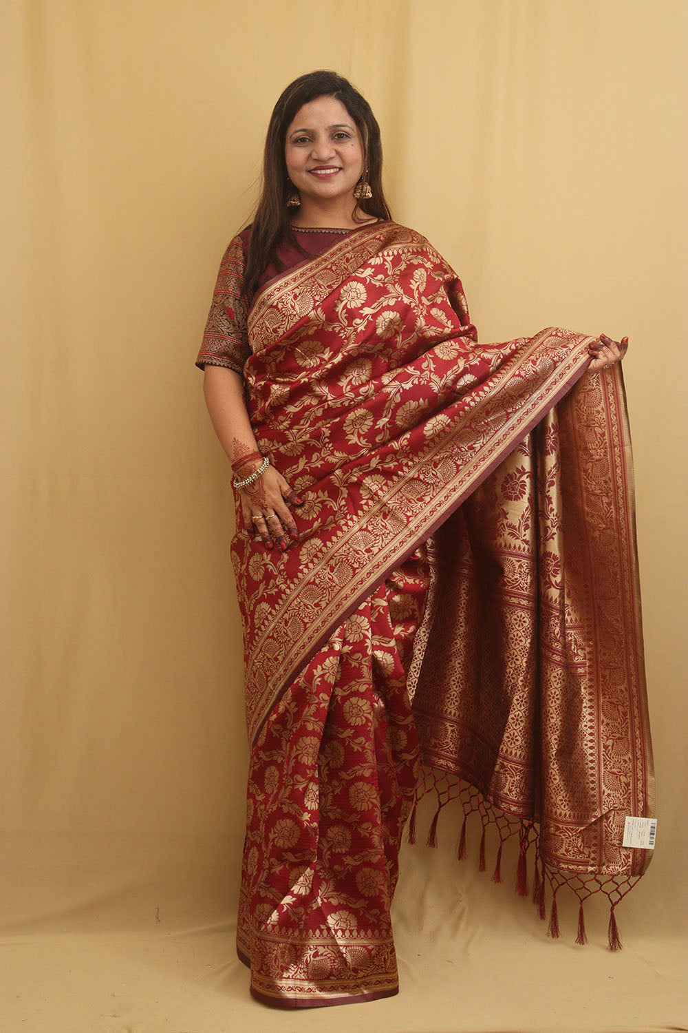 Banarasi Art Silk Woven Saree in Maroon | Saree designs, Silk sarees, Saree