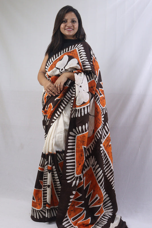 Handmade Off-White Chanderi Silk Top - Exquisite Design for Women