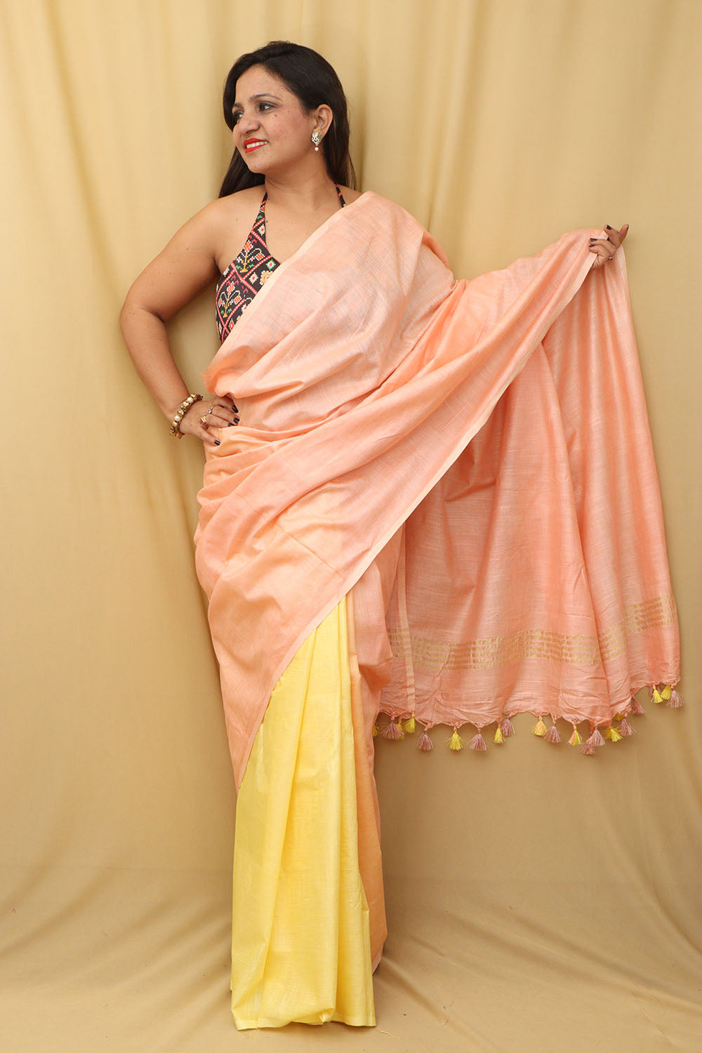 Peach South Silk Saree With Zari Weaving Work – Bahuji - Online Fashion &  Lifestyle Store