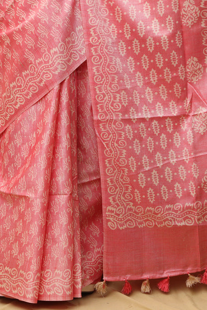 Stunning Pink Bhagalpur Silk Saree - Elegant and Timeless - Luxurion World