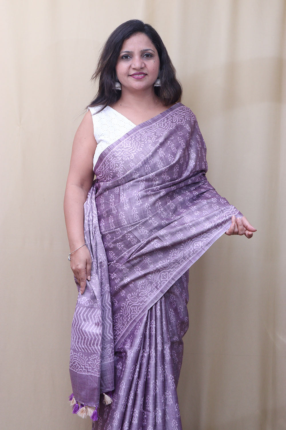 Elegant Purple Bhagalpur Silk Saree - Luxurion World