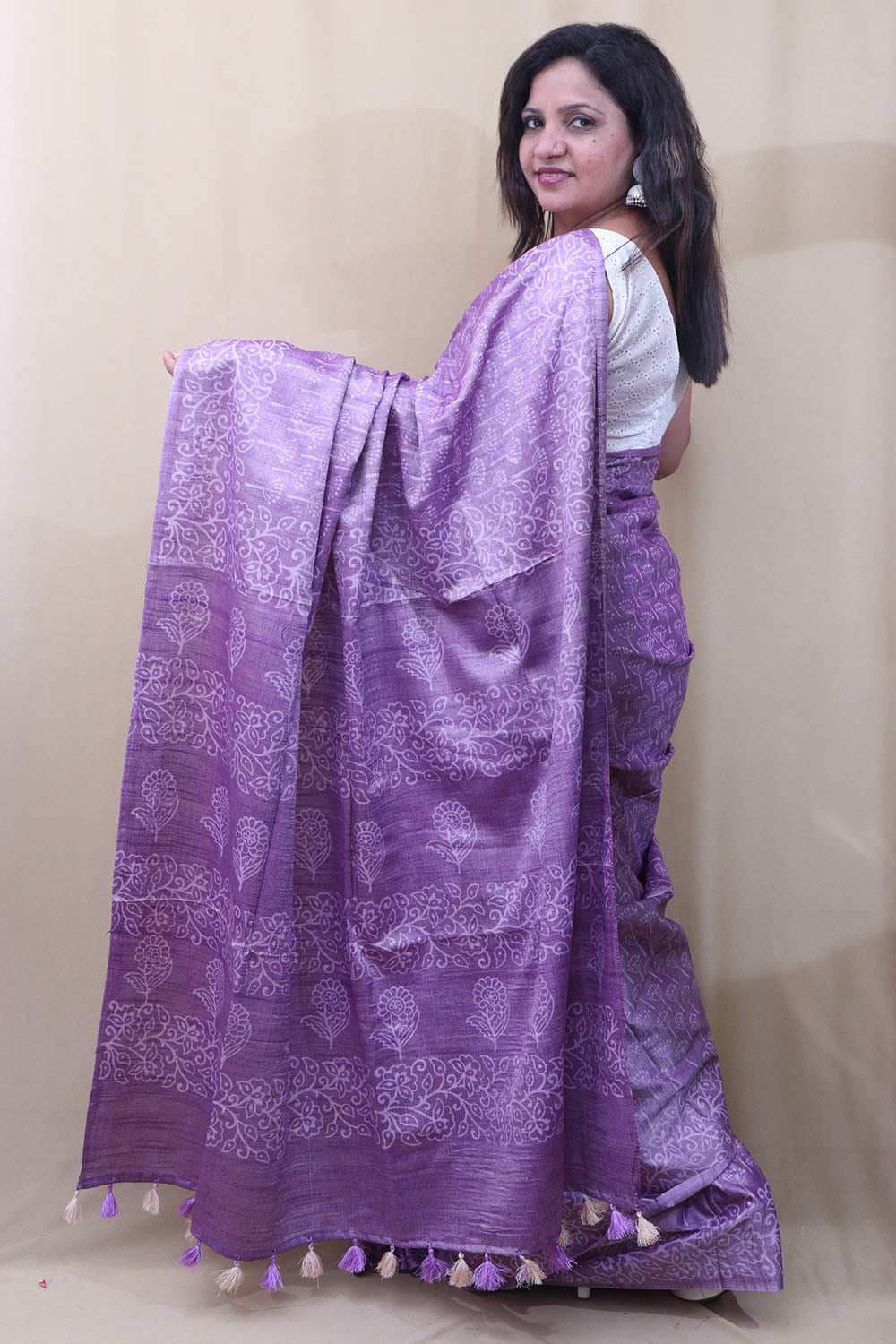 Elegant Purple Bhagalpur Silk Saree - Luxurion World