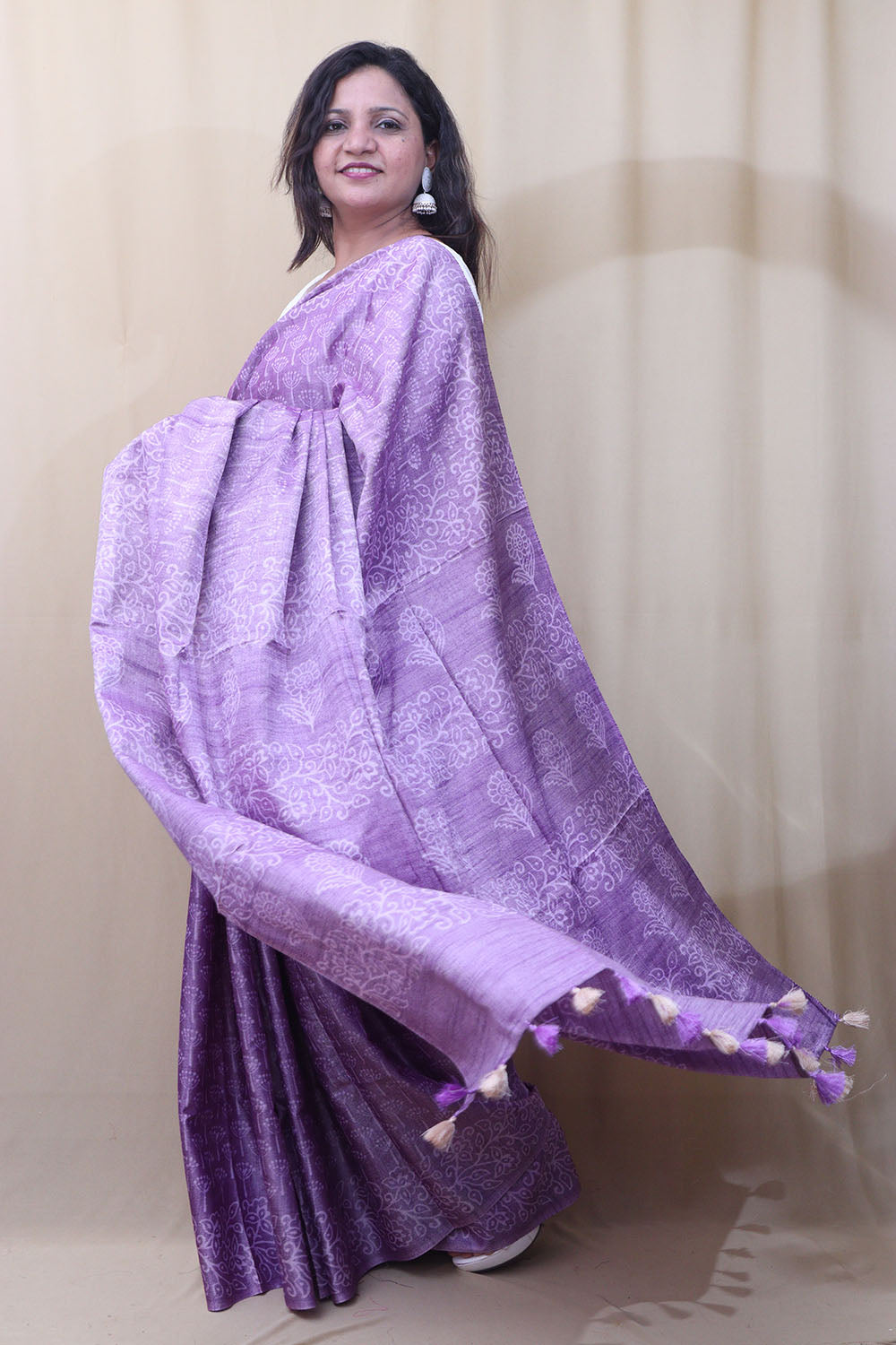 Elegant Purple Bhagalpur Silk Saree - Luxurion World