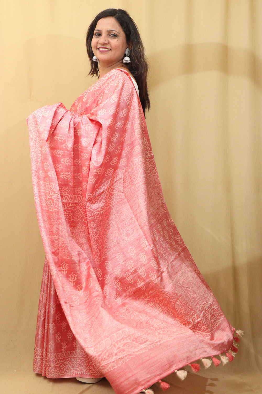 Stunning Pink Bhagalpur Silk Saree - Elegant and Timeless - Luxurion World