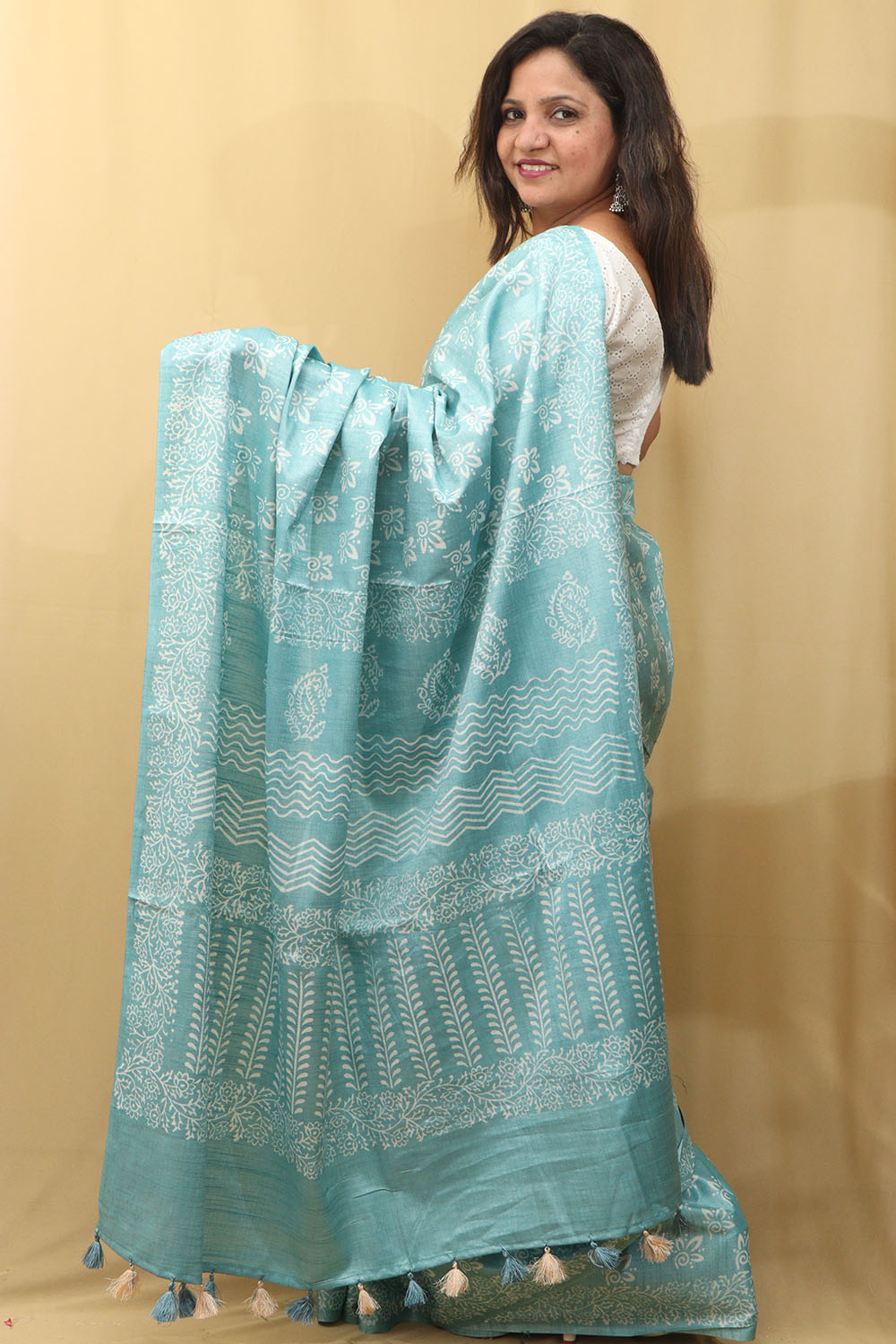 Exquisite Blue Bhagalpur Silk Saree - Elegant and Timeless - Luxurion World