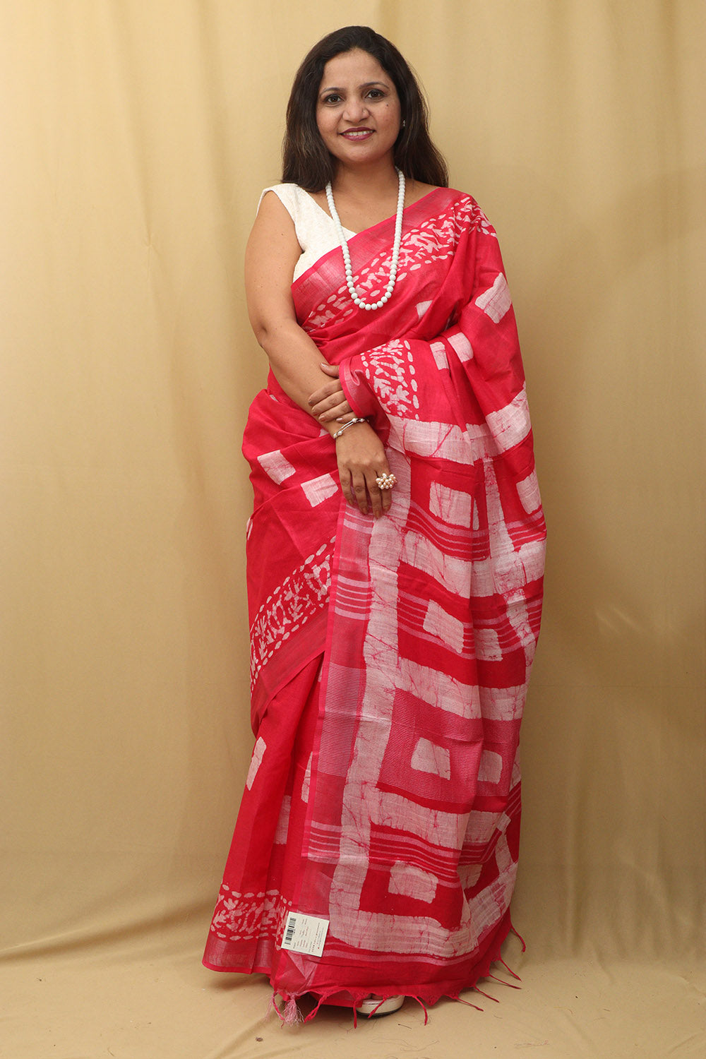 Elegant Pink Bhagalpur Linen Saree - Luxurion World