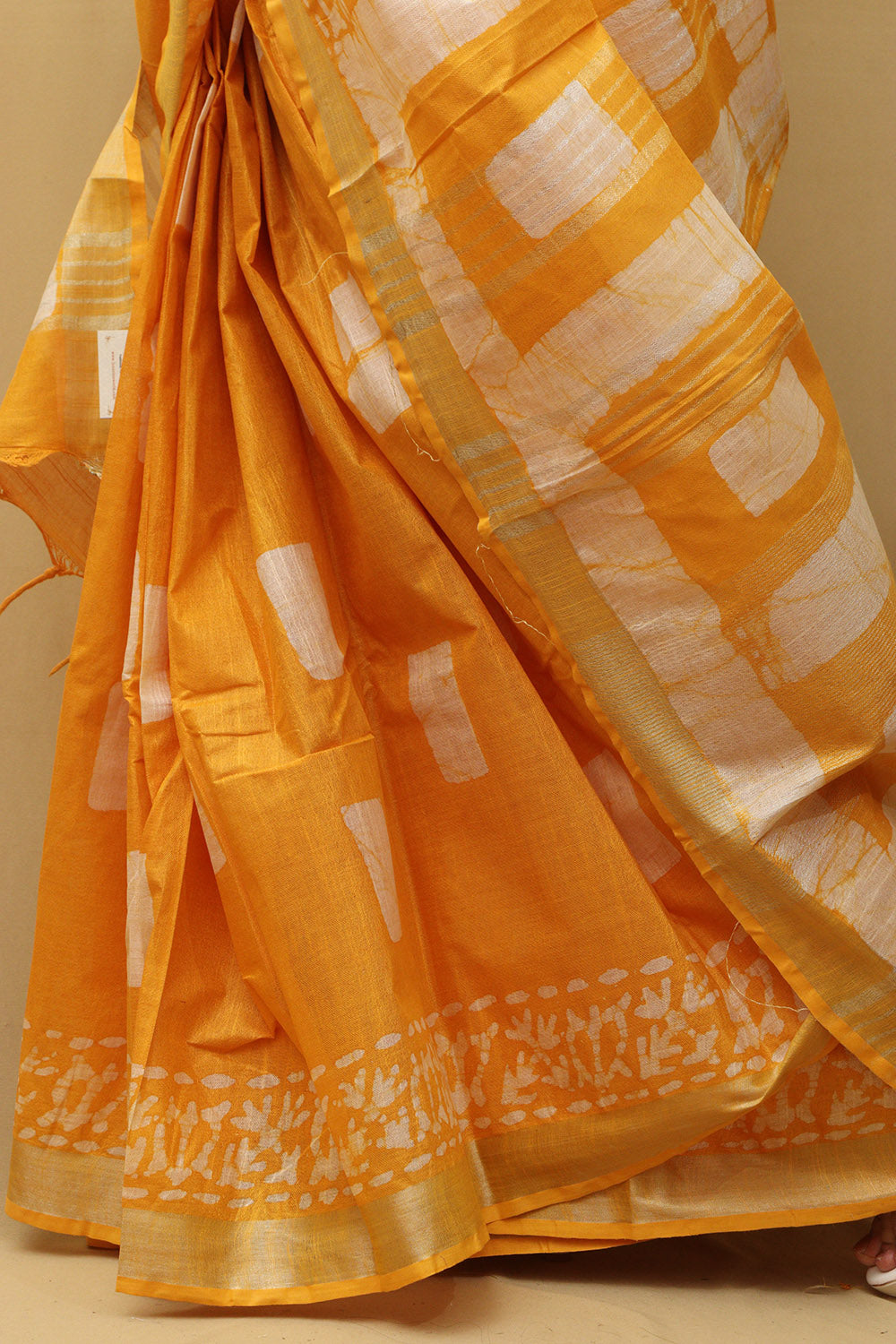 Sunshine Yellow Bhagalpur Linen Saree - Luxurion World