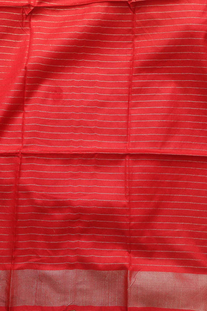 Soft and Elegant Red Bhagalpur Linen Cotton Checks Design Saree - Luxurion World