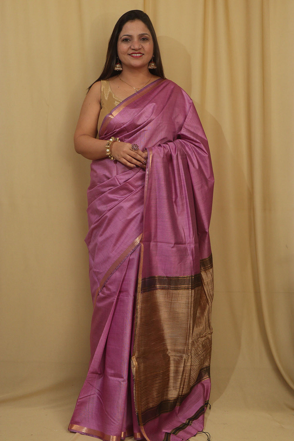 Elegant  Purple Bhagalpur Silk Saree - Luxurion World