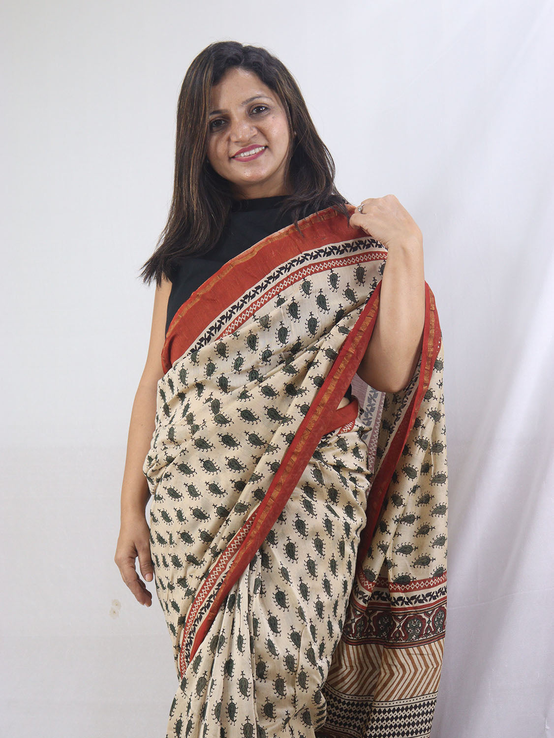 Jaipuri Hand Block Printed Chanderi Silk Saree Sarees With Attached  Unstitched/ Stitched Saree Blouse - Etsy