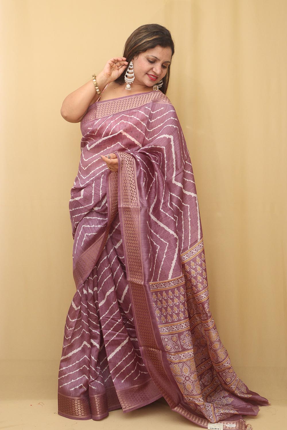 Pink Sitara Leheriya Saree – Rang Riwaaz