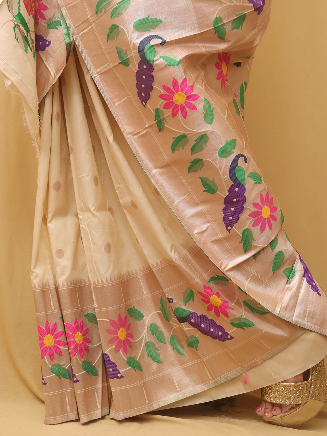 Pink All Over Printed Saree in Art Silk with Floral Motifs -...