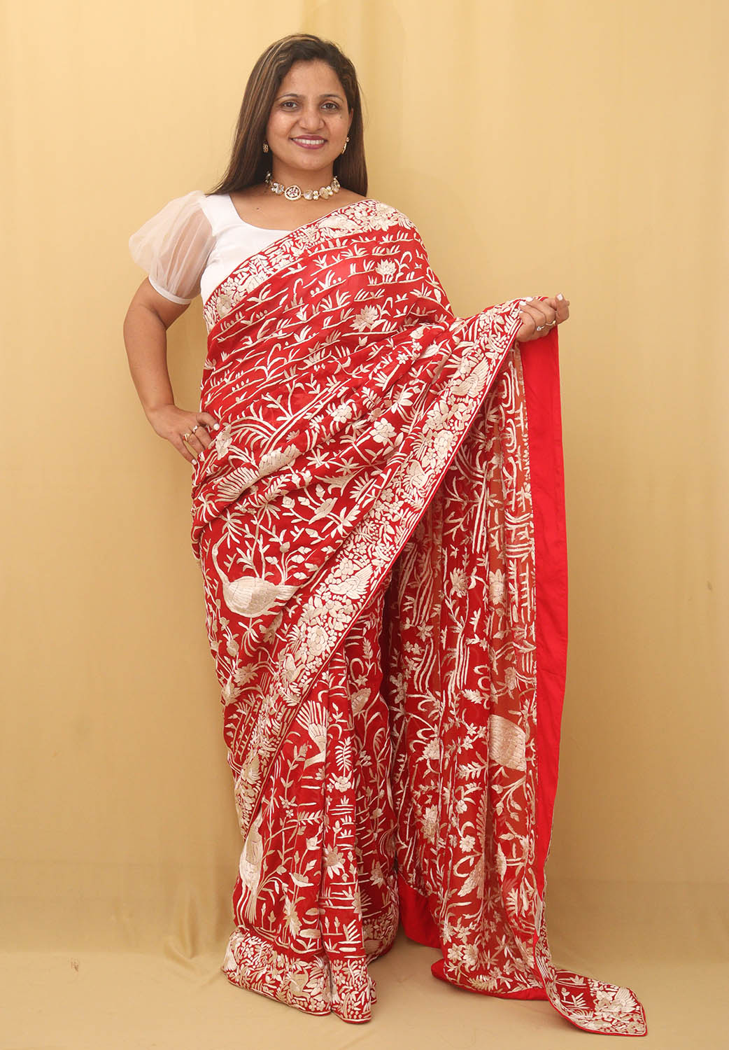 Buy moharani Women Bengal Handloom Cotton Silk Hand Paint Design Saree With  Blouse |Size - 6.3m, Red| Pack Of 1 Online at Best Prices in India -  JioMart.
