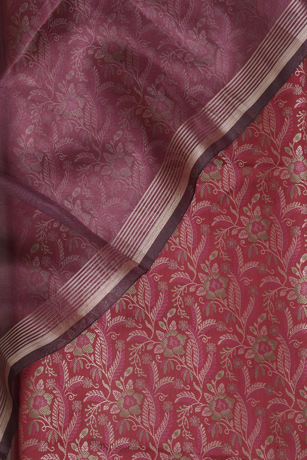 IS4B124011507 Pink Banarasi Silk Tanchui Jamawar Suit With Banarasi Plain Tissue Dupatta 4