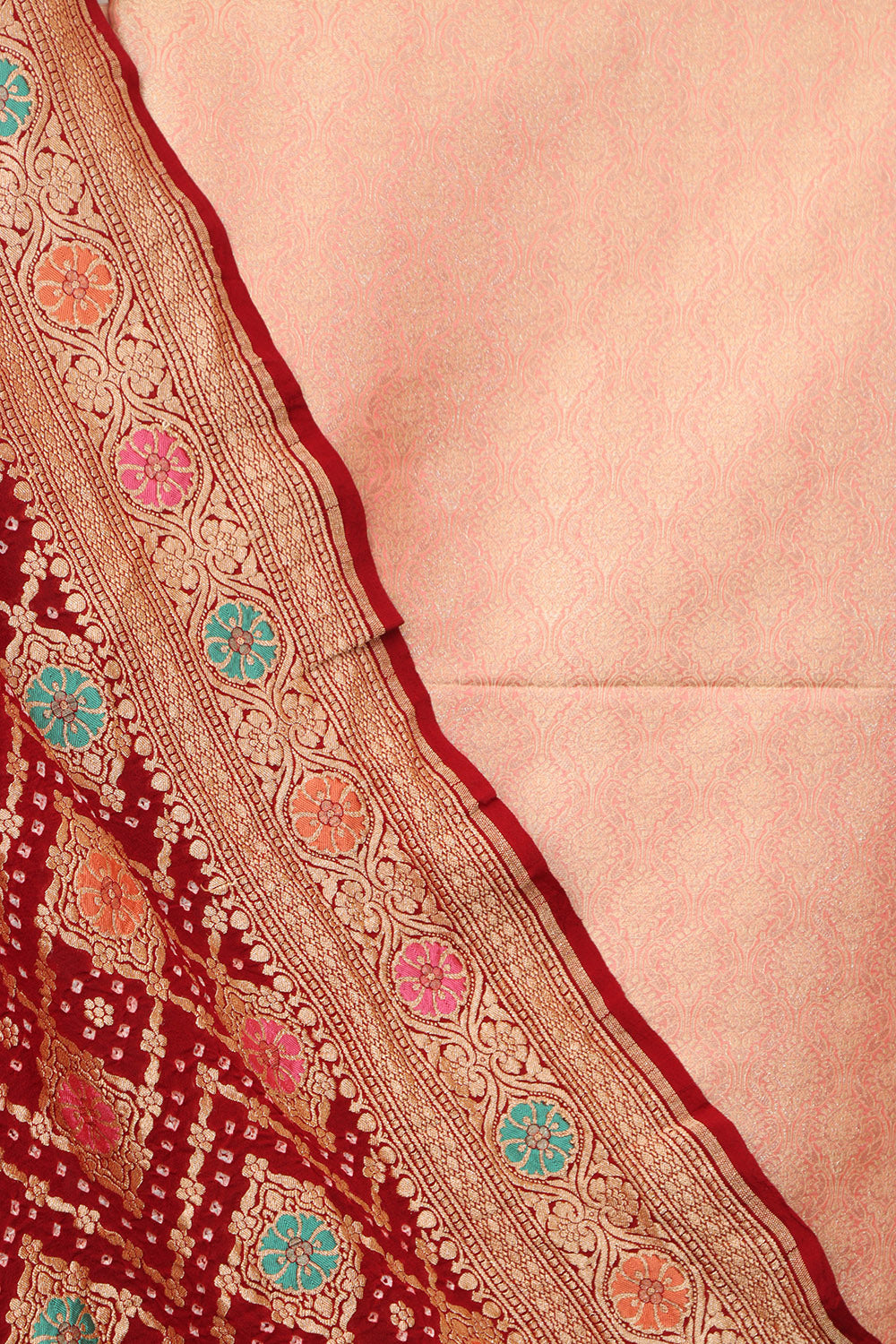 Pink Banarasi Brocade Silk Suit With Banarasi Bandhani Pure Georgette Dupatta - Luxurion World