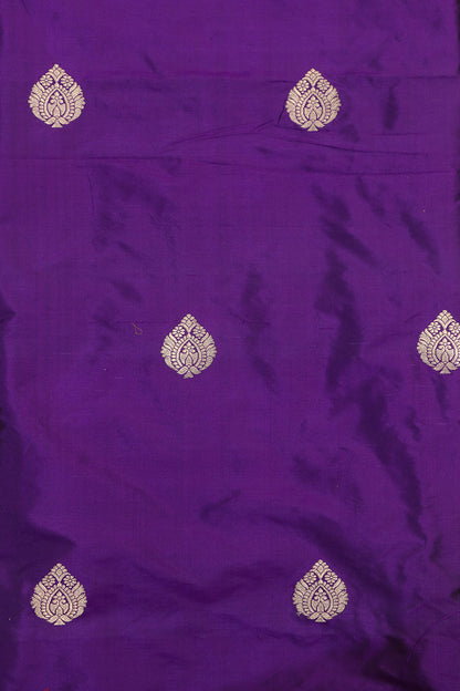 Elegant Purple Banarasi Handloom Silk Suit With Peach Banarasi Handloom Pure Georgette Brush Dye Dupatta