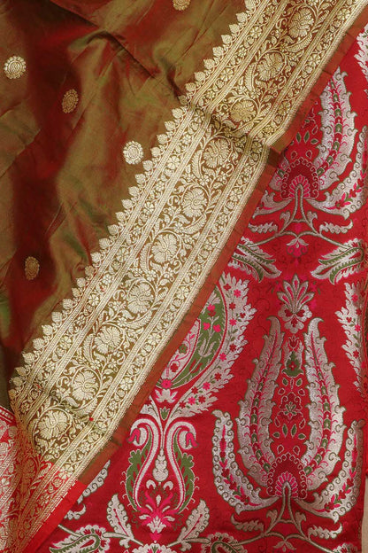 Exquisite Red Banarasi Kimkhwab Silk Meenakari Suit With Banarasi Pure Katan Silk Dupatta